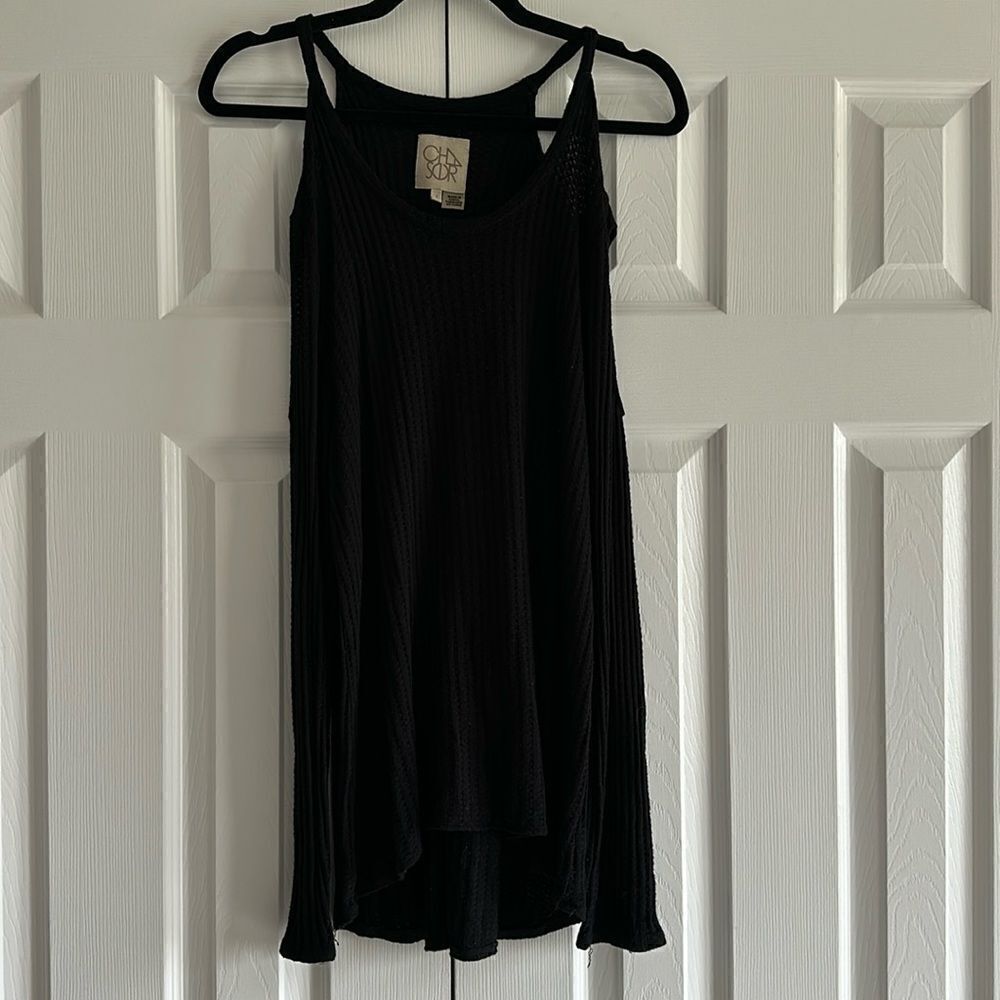 Chaser Women’s Cold Shoulder Black Thin Sweater
